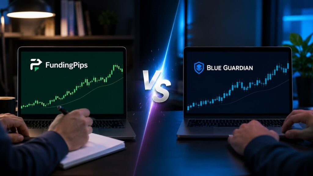 Comparativa de Funding Pips y Blue Guardian para traders de fondeo