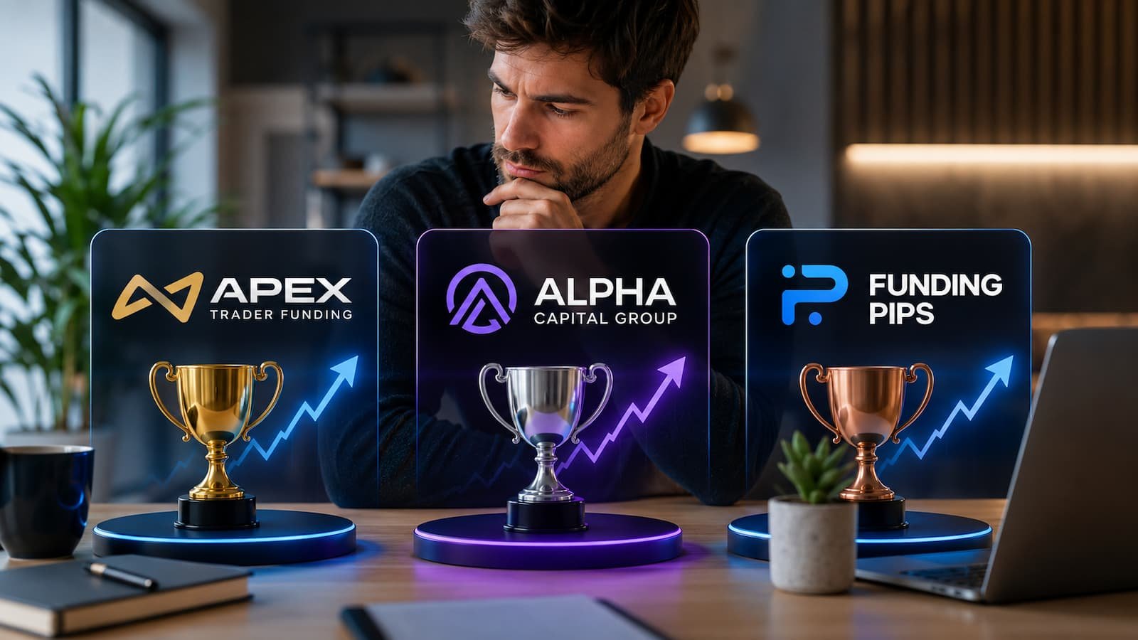 Comparativa de julio entre Apex Trader Funding Alpha Capital Group y Funding Pips