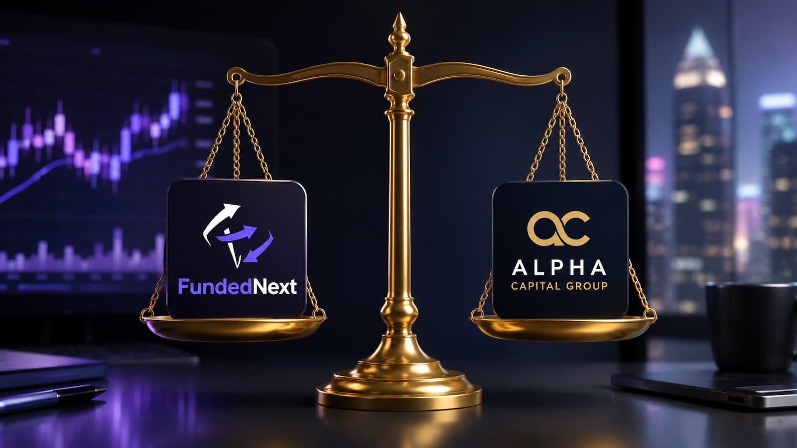 Comparativa de julio entre FundedNext y Alpha Capital Group