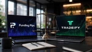 Comparativa de julio entre Funding Pips y Tradeify para traders fondeados