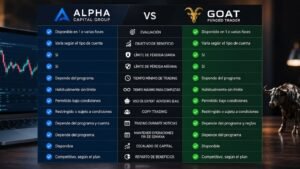 Comparativa de reglas entre Alpha Capital Group y Goat Funded Trader