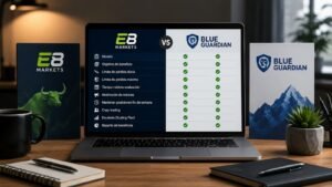 Comparativa de reglas entre E8 Markets y Blue Guardian en julio