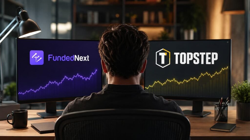 Comparativa mensual de FundedNext y Topstep para traders de fondeo
