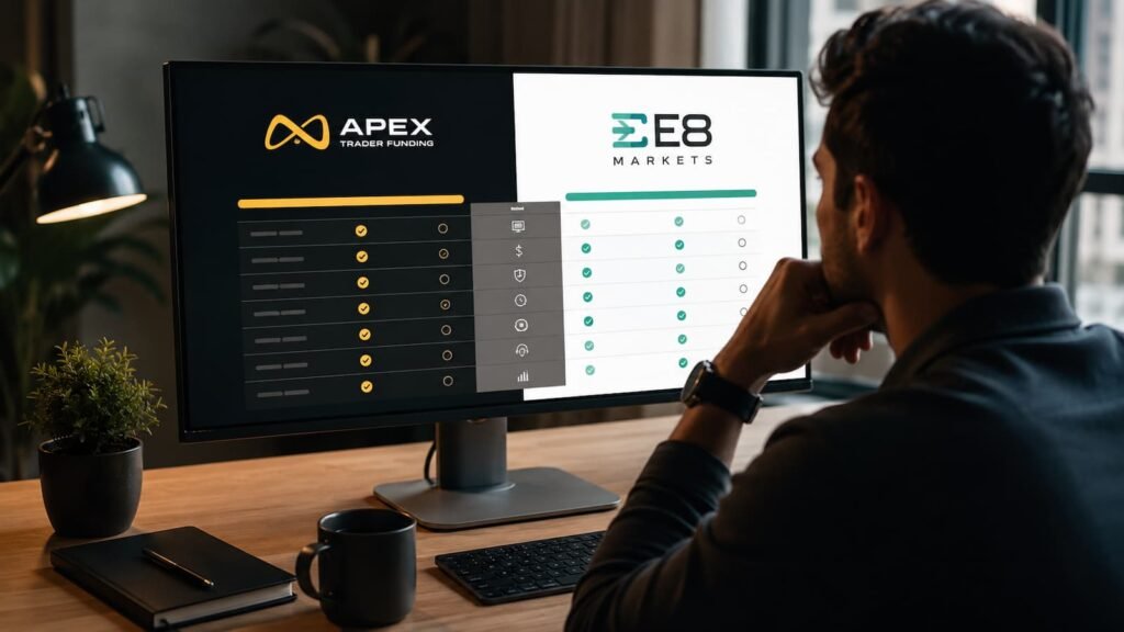 Comparativa mensual entre Apex Trader Funding y E8 Markets
