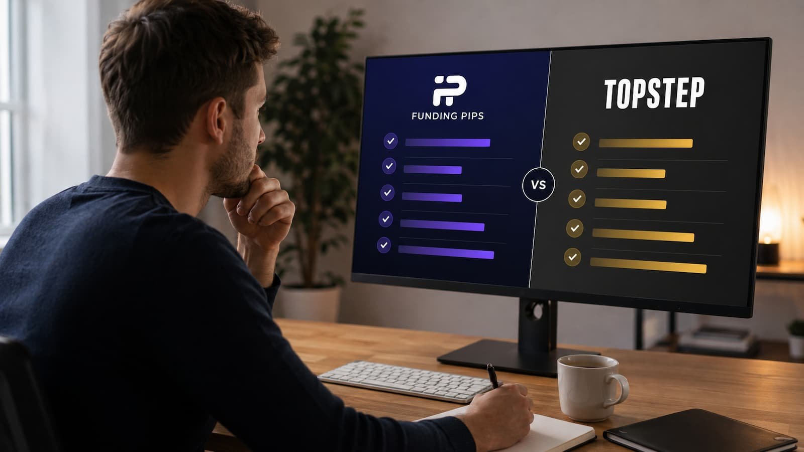Comparativa mensual entre Funding Pips y Topstep para traders de fondeo