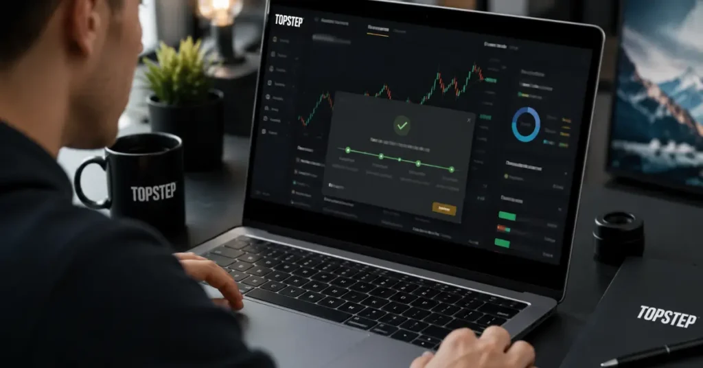 Dashboard de Topstep con solicitud de payout en una cuenta Live Funded