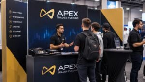 Stand de Apex Trader Funding en un evento de prop firms