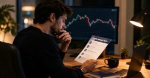 Trader argentino revisando reglas de una cuenta de fondeo en dólares