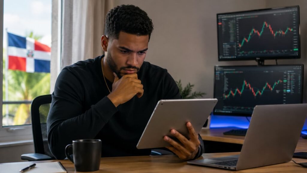 Trader dominicano revisando reglas de una cuenta fondeada en julio