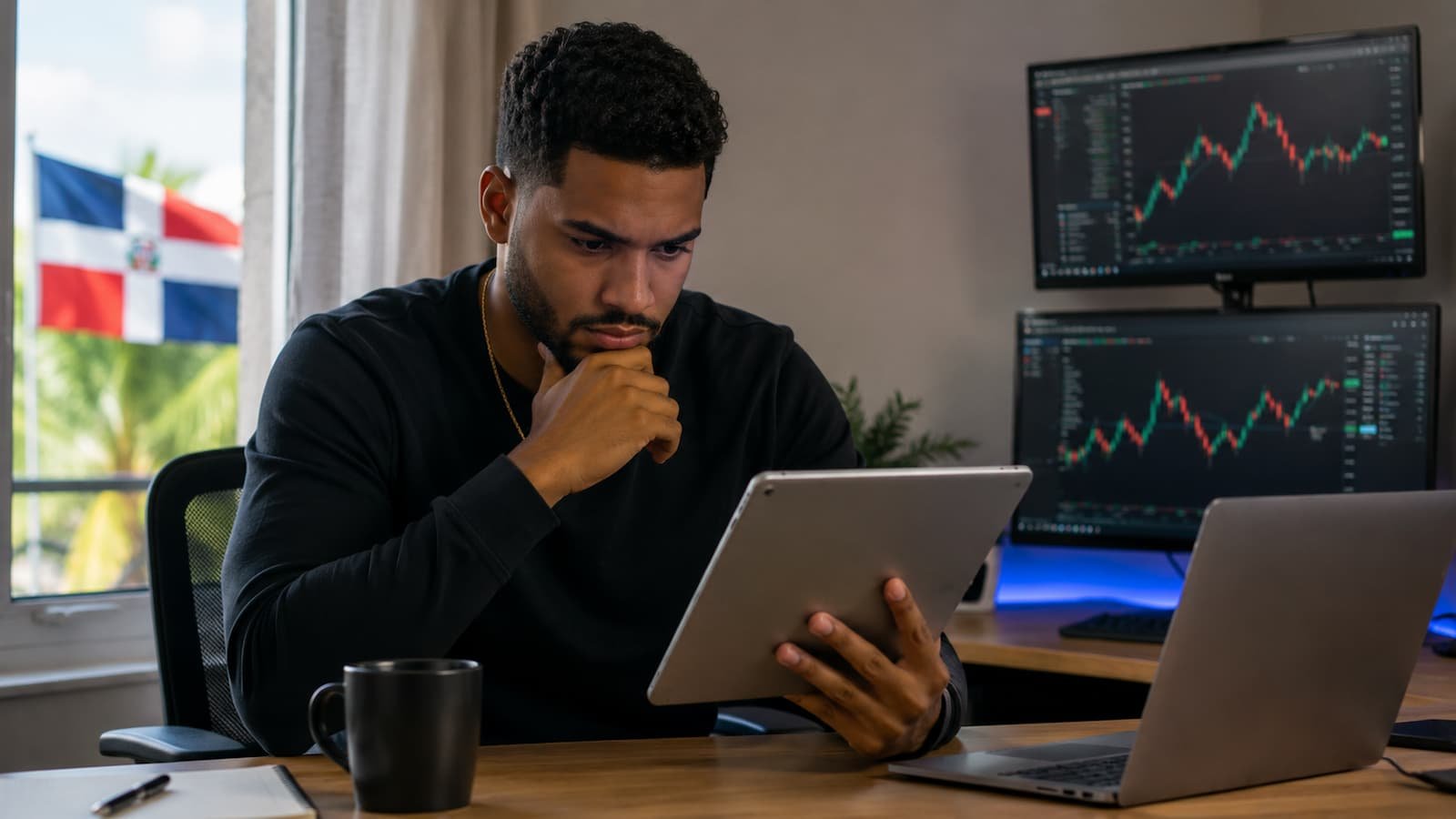 Trader dominicano revisando reglas de una cuenta fondeada en julio