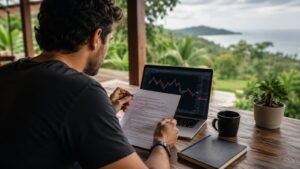 Trader en Costa Rica revisando reglas de una cuenta de fondeo