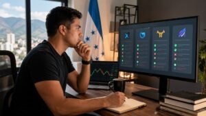 Trader en Honduras comparando reglas de cuentas de fondeo