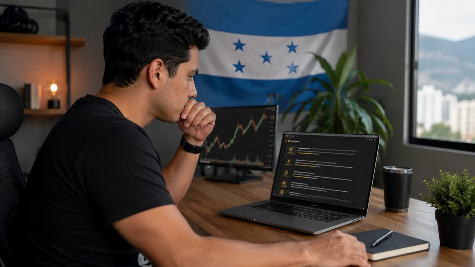 Trader en Honduras revisando reglas de una cuenta de fondeo