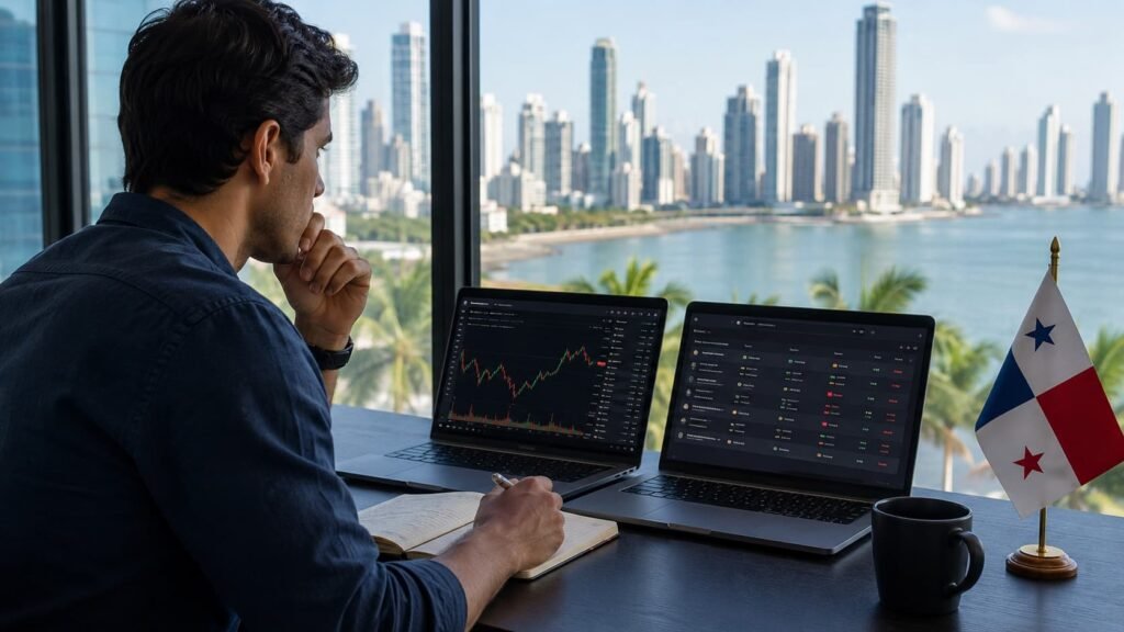 Trader en Panamá comparando cuentas de fondeo en julio de 2026
