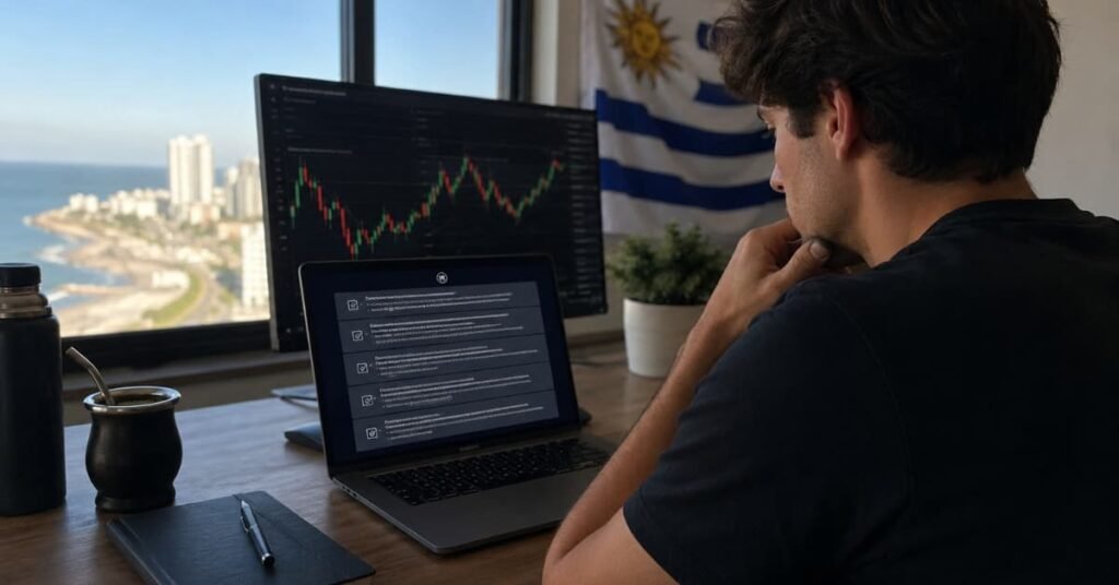 Trader en Uruguay revisando reglas de una cuenta de fondeo