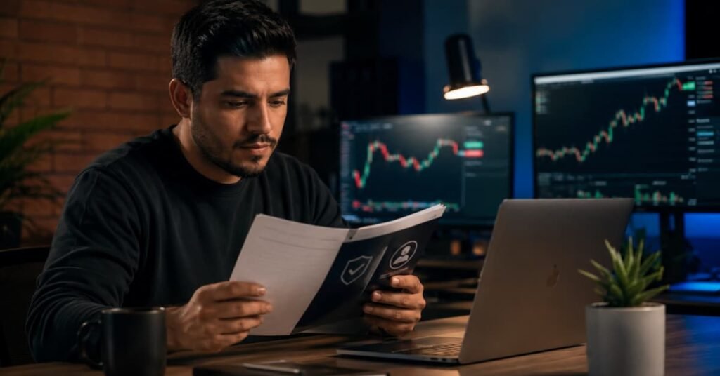 Trader mexicano revisando reglas de una cuenta de fondeo