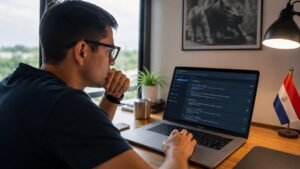 Trader paraguayo revisando reglas de una cuenta de fondeo online
