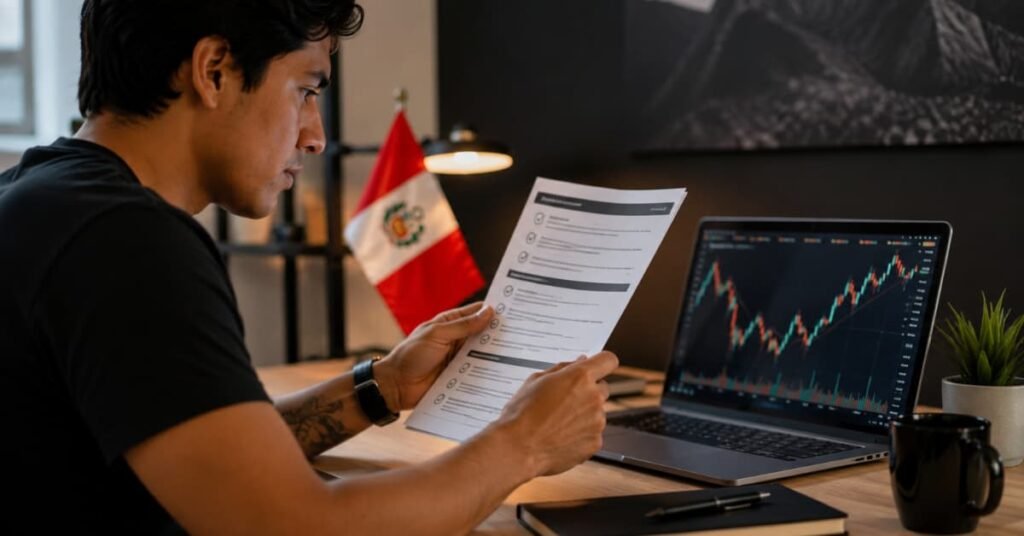 Trader peruano revisando reglas de una cuenta de fondeo