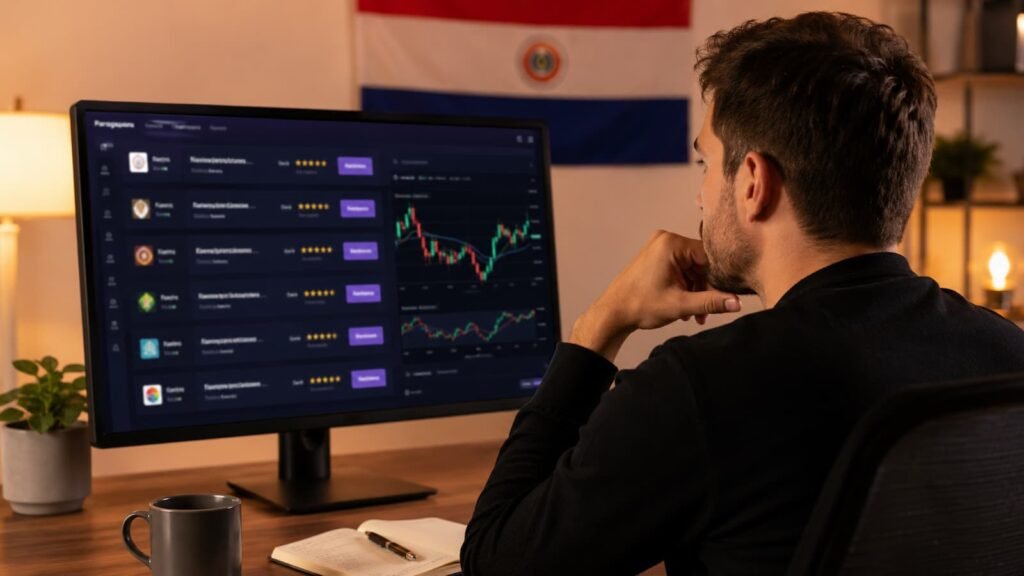 Trader revisando cuentas de fondeo disponibles en Paraguay