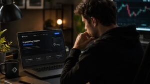 Trader revisando descuentos y reglas de FTMO antes de pagar un challenge
