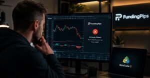 Trader revisando en MT5 el cierre de una cuenta funded en FundingPips