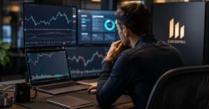 Trader revisando payout consistencia y buffer en una cuenta LucidPro.