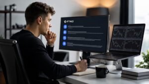 Trader revisando reglas de FTMO antes de operar varias cuentas
