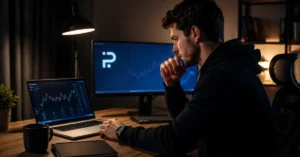 Trader revisando reglas de FundingPips antes de solicitar una reward