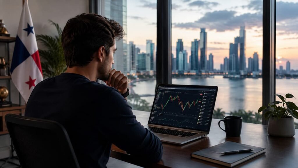 Trader revisando reglas de cuentas fondeadas disponibles en Panamá