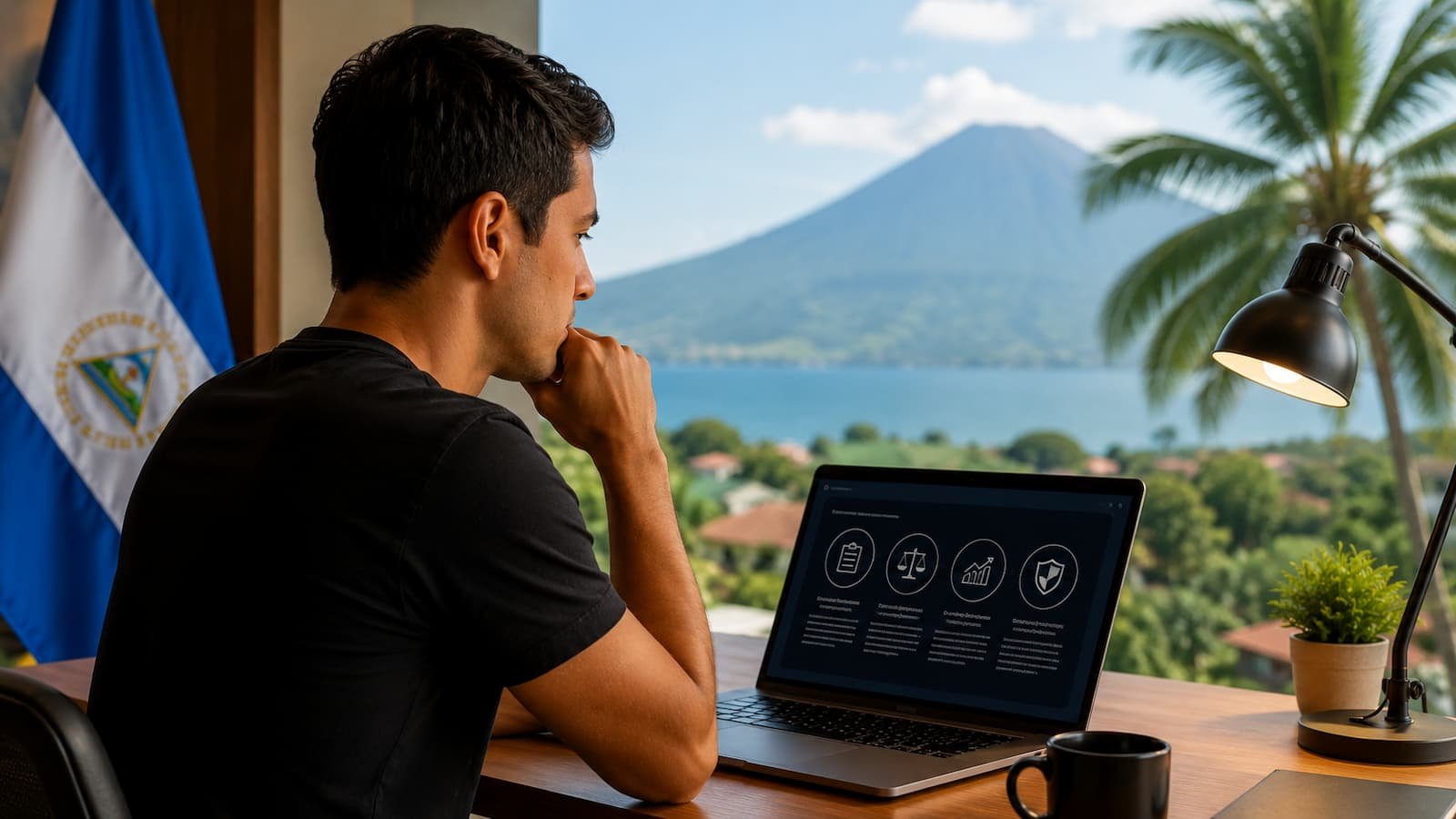Trader revisando reglas de fondeo desde Nicaraguaç