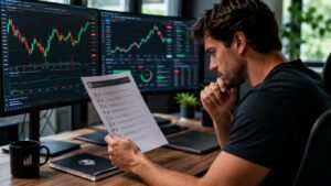 Trader revisando reglas de scalping en cuentas de fondeo