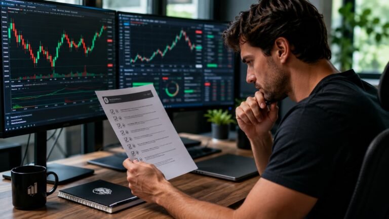 Trader revisando reglas de scalping en cuentas de fondeo