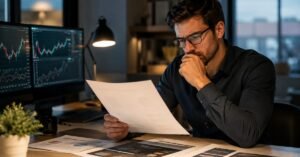 Trader revisando reglas payouts y transparencia antes de elegir prop firm