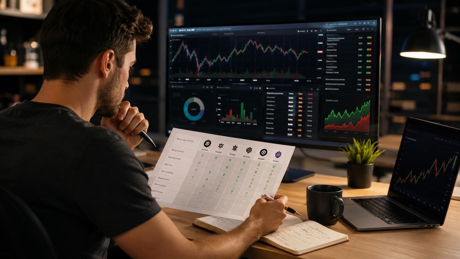 Trader revisando reglas y payouts de prop firms en julio