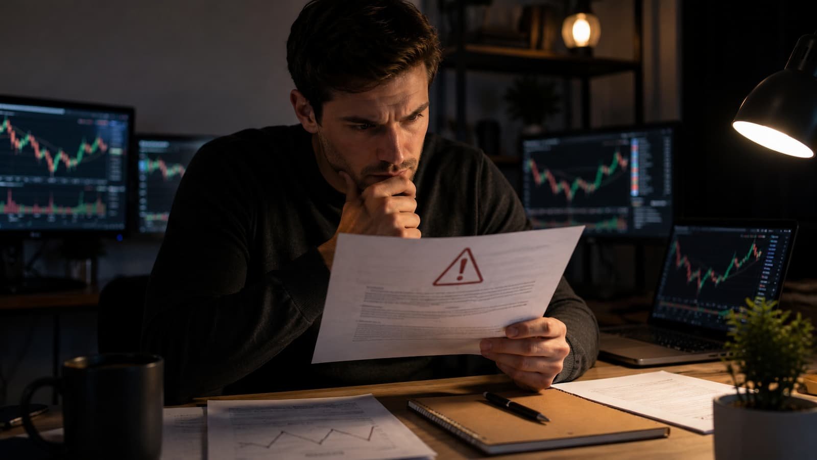 Trader revisando reglas y riesgos antes de pagar una prueba de fondeo