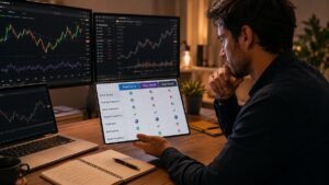 Trader uruguayo comparando cuentas de fondeo y reglas de payout