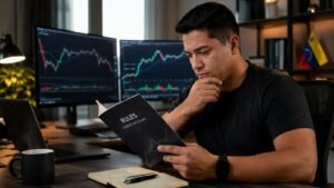 Trader venezolano revisando reglas de una cuenta de fondeo
