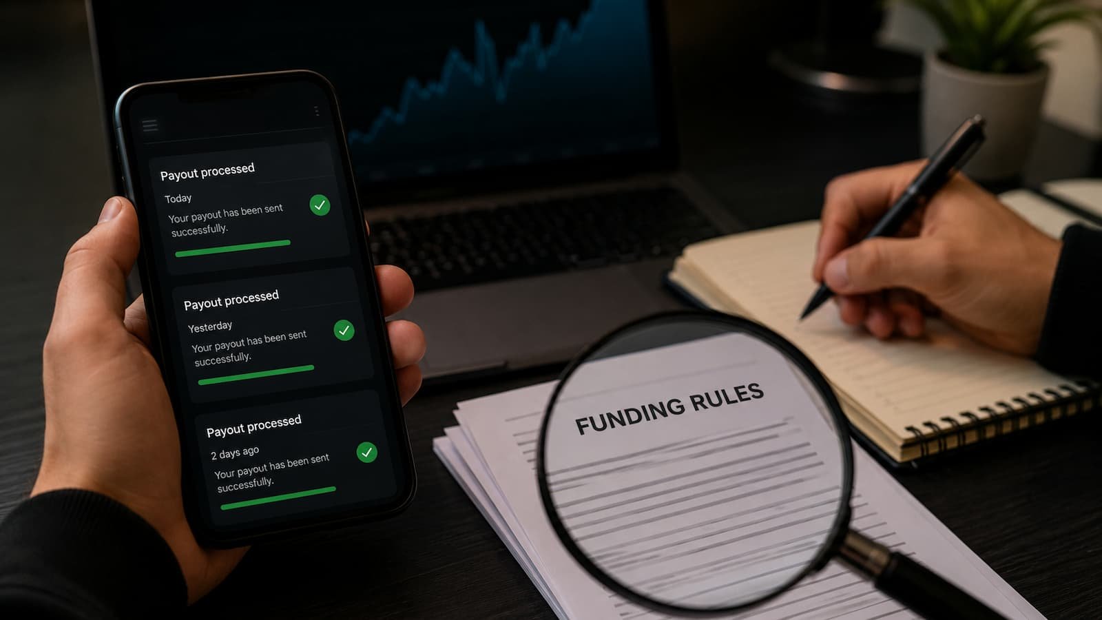 Capturas de payouts y reglas de fondeo bajo revisión