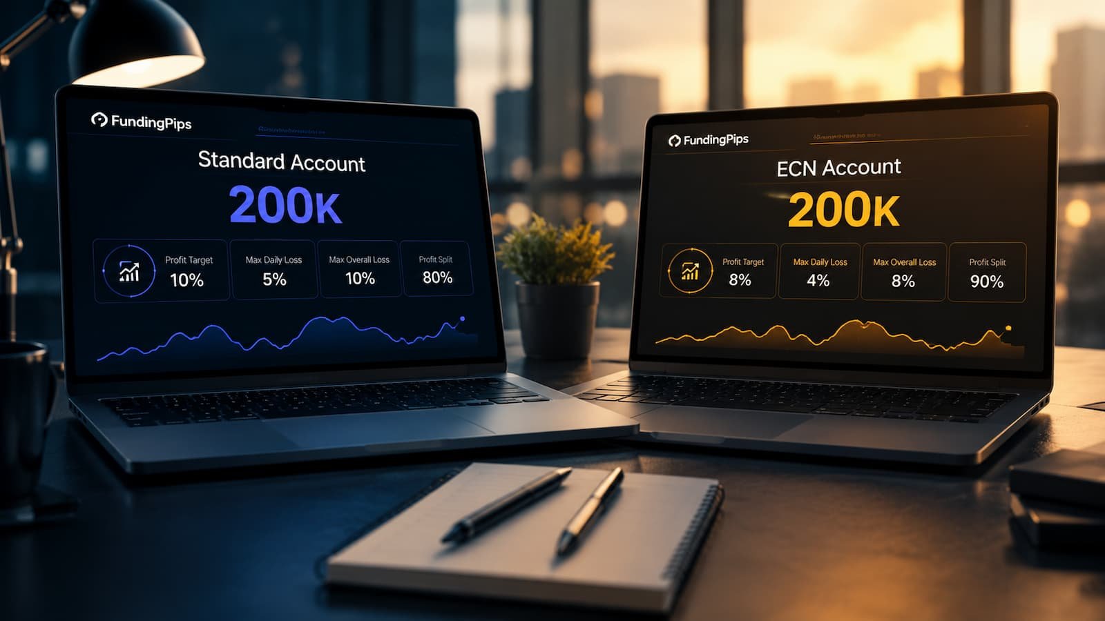 Comparativa visual de cuentas de 200K en Funding Pips.