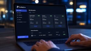 Dashboard de FundingPips con cuentas activas y asignación compartida.