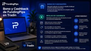 Detalle del bono de FundingPips en Tradin y sus reglas de cashback.