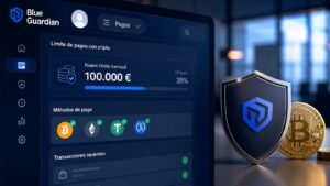 Panel de pagos de Blue Guardian con nuevo límite crypto