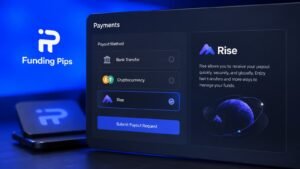 Panel de pagos de Funding Pips con Rise como método de recompensa
