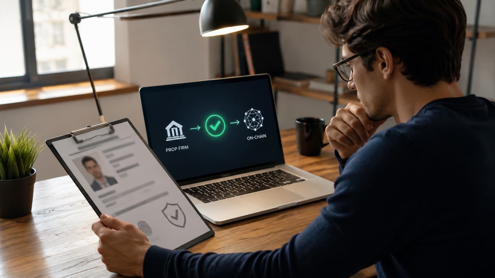 Payout on chain de prop firm y revisión de identidad antes de decidir
