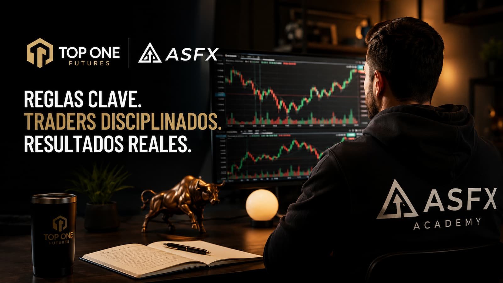 Promo de Top One Futures y ASFX con reglas clave para traders