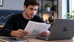 Trader revisa documentos KYC antes de comprar una cuenta en Lucid Trading