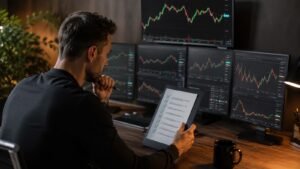 Trader revisa reglas antes de copiar operaciones en varias cuentas funded