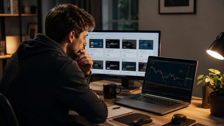 Trader revisando alternativas antes de pagar una cuenta de fondeo