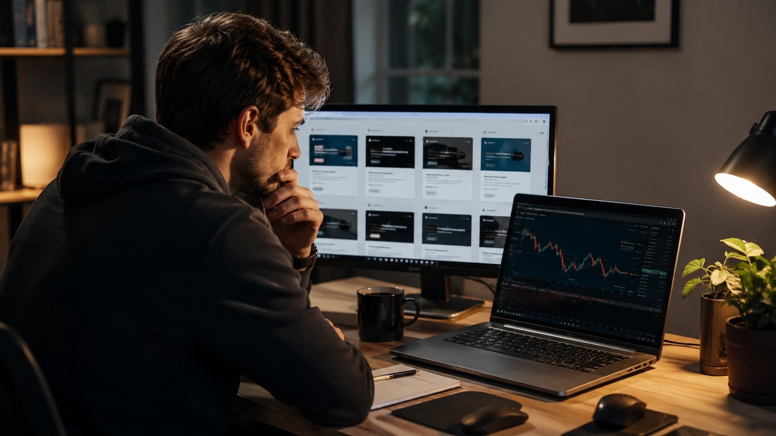 Trader revisando alternativas antes de pagar una cuenta de fondeo