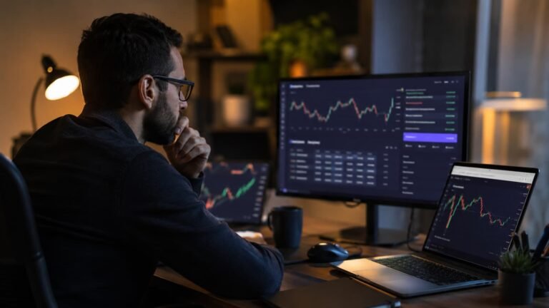 Trader revisando condiciones de payout antes de elegir una prop firm